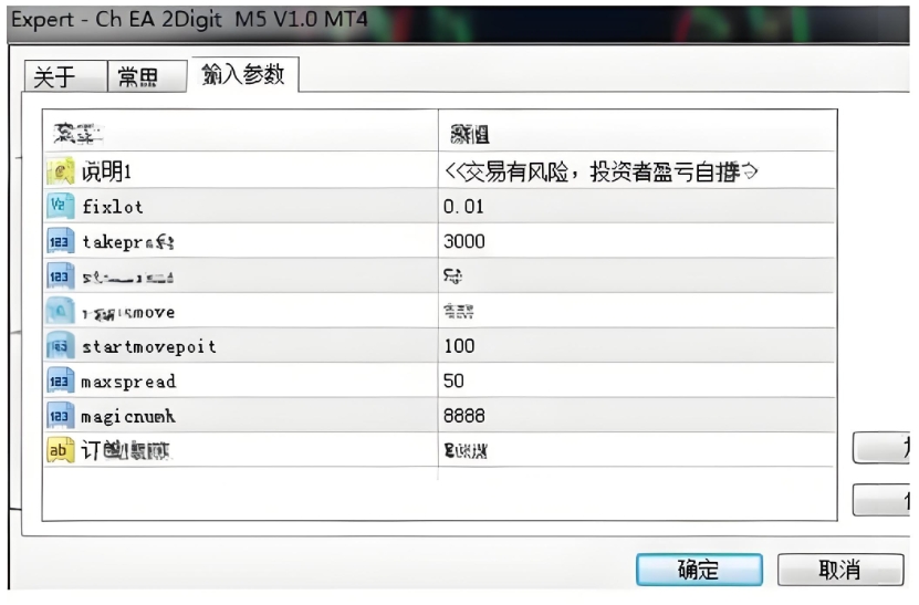 <h1>[趋势]Ch外汇 EA 2Digit M5 V1.0采用“突破”或“顺势回调”，一次一单</h1>